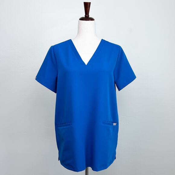 Figs Casma Royal Blue Short Sleeve Three-Pocket Scrub Top - Picture 1 of 9